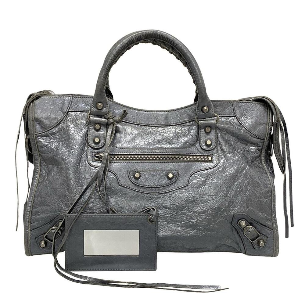 BALENCIAGA The City Handbag Silver Leather
